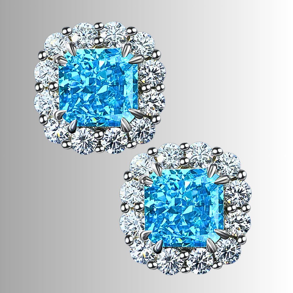 Orecchini a Fiore con Moissaniti Colorate di ct 4,00