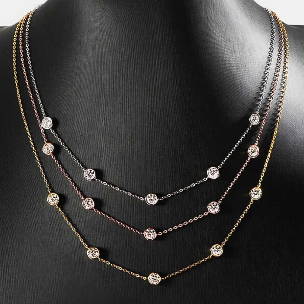 Collana con 5 Castoni Tondi con Moissanite per ct 2,50