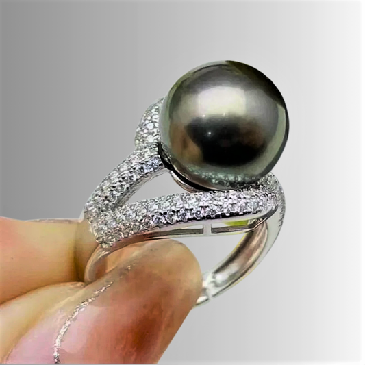 Anello con Perla di Tahiti Naturale da 10-11 MM