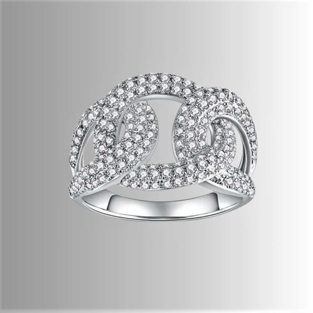 Anello a Maglia Ovale Rigida con Moissanite D Color Certificata