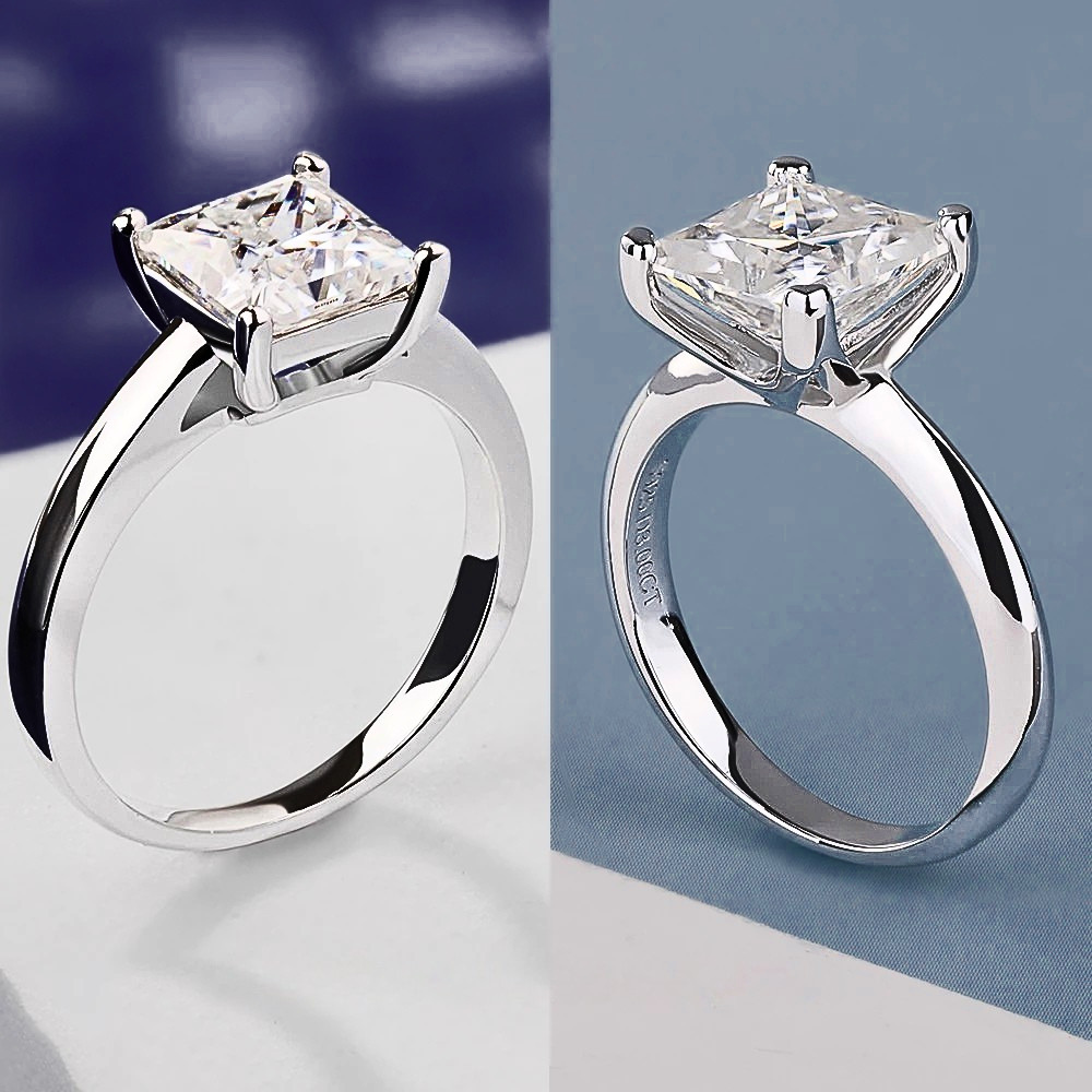 Solitario con Moissanite Taglio Princess
