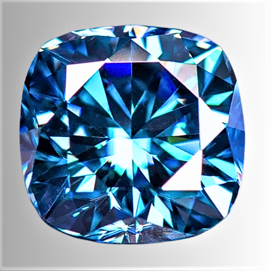 Moissanite Color Zaffiro Ceylon Taglio Cuscino Certificata