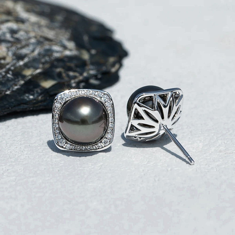 Orecchini con Perle di Tahiti e Moissaniti