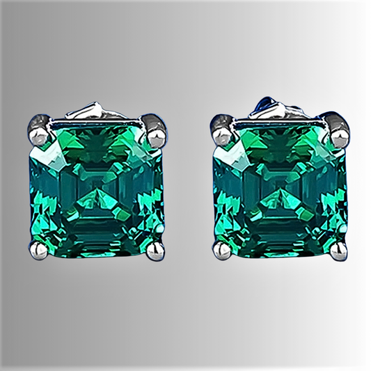 Orecchini in Smeraldo Coltivato Lab Grown Taglio Asscher