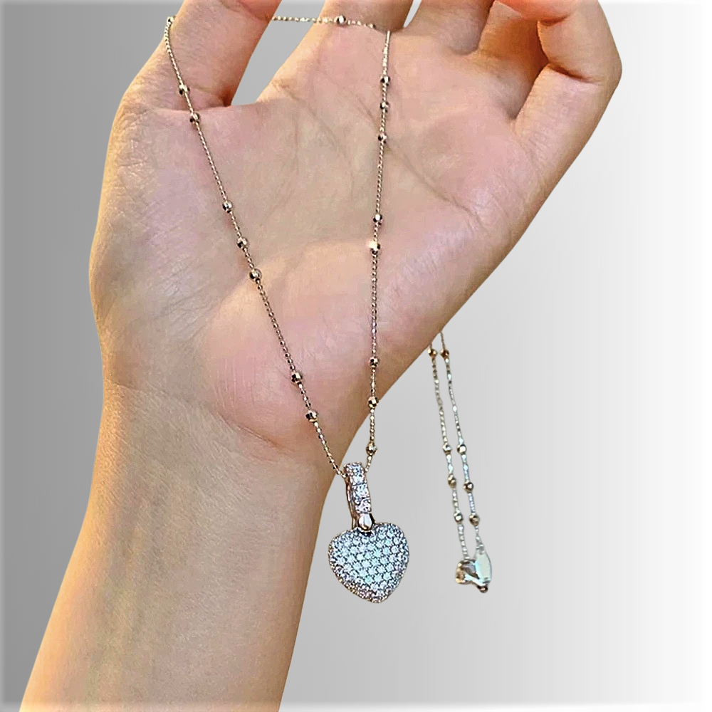 Collana con Ciondolo a Cuore con Brillanti Coltivati
