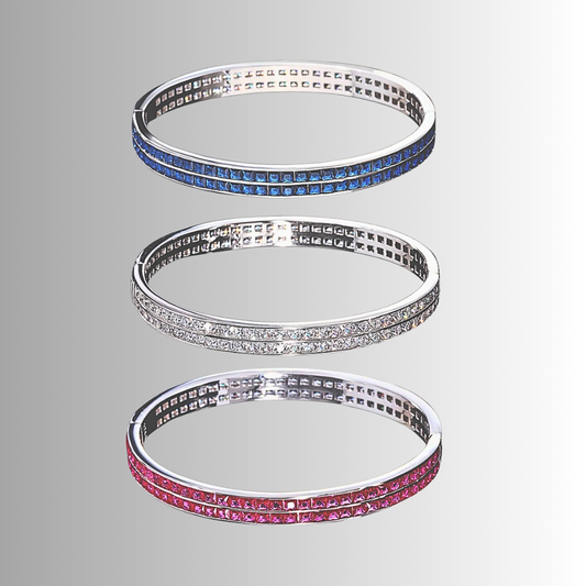 Bracciale Rigido con Gemme create in laboratorio Taglio Princess