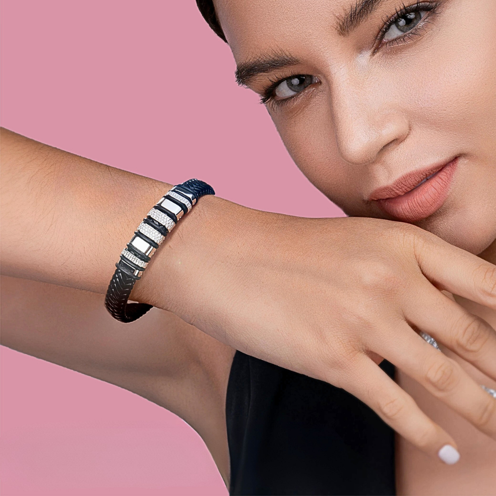 Bracciali in vera pelle con Moissaniti per ct 1,20