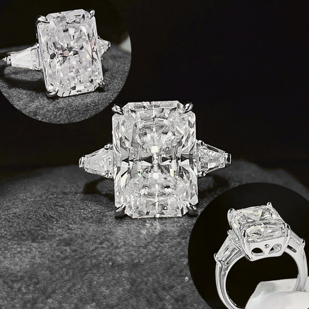 Fascione con Moissanite Taglio Radiant da 5 o 10 ct