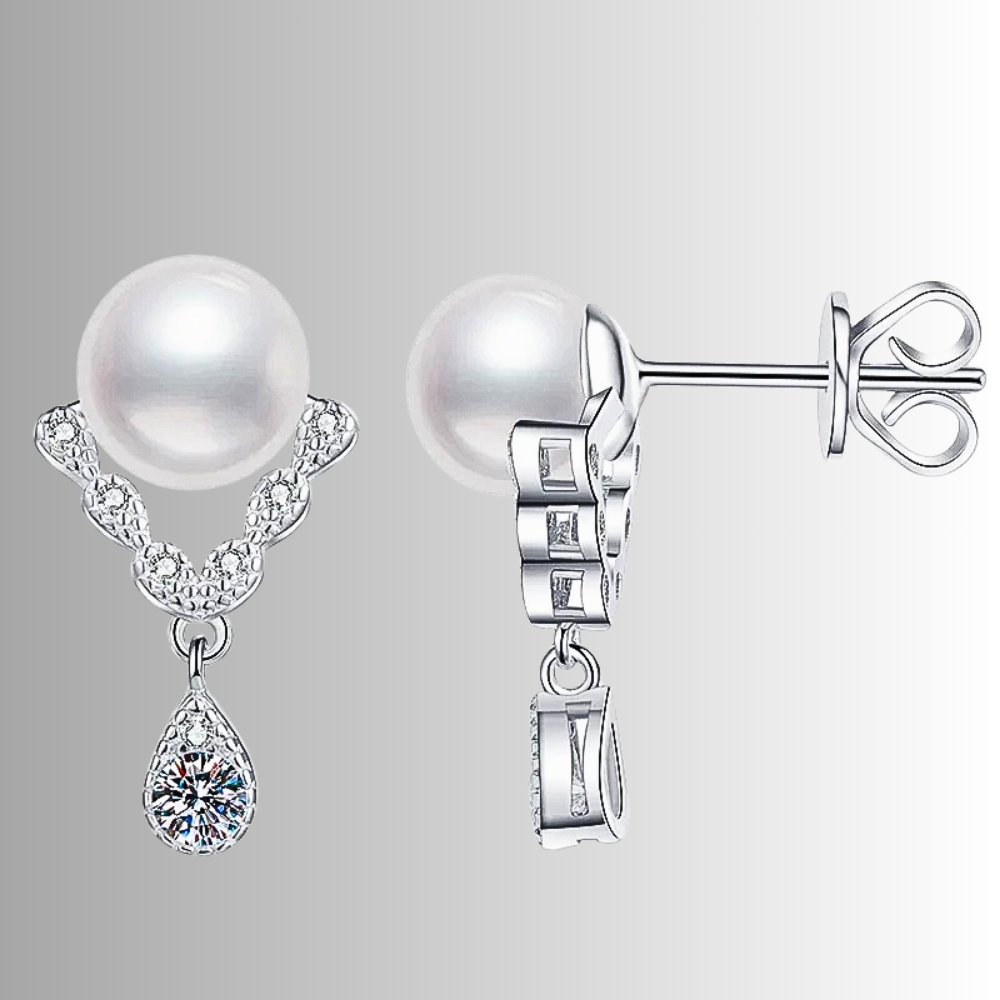 Orecchini con Perla Naturale e Moissaniti