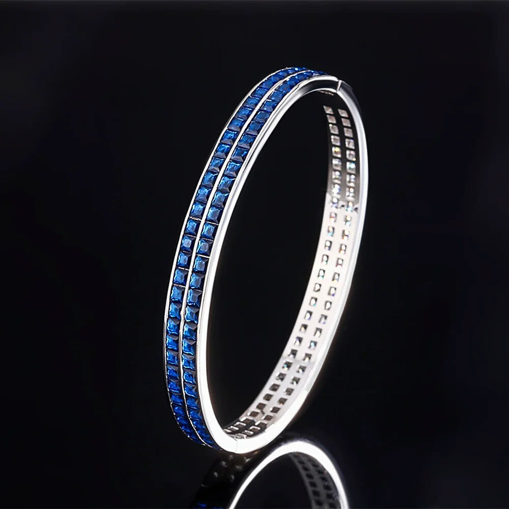 Bracciale Rigido con Diamanti, Zaffiri o Rubini Lab Grown Taglio Princess