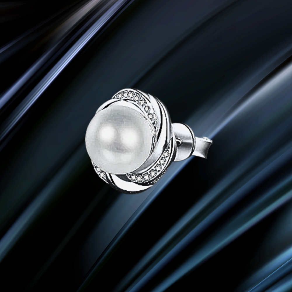 Orecchini a Bottone con Moissaniti e Perle Naturali