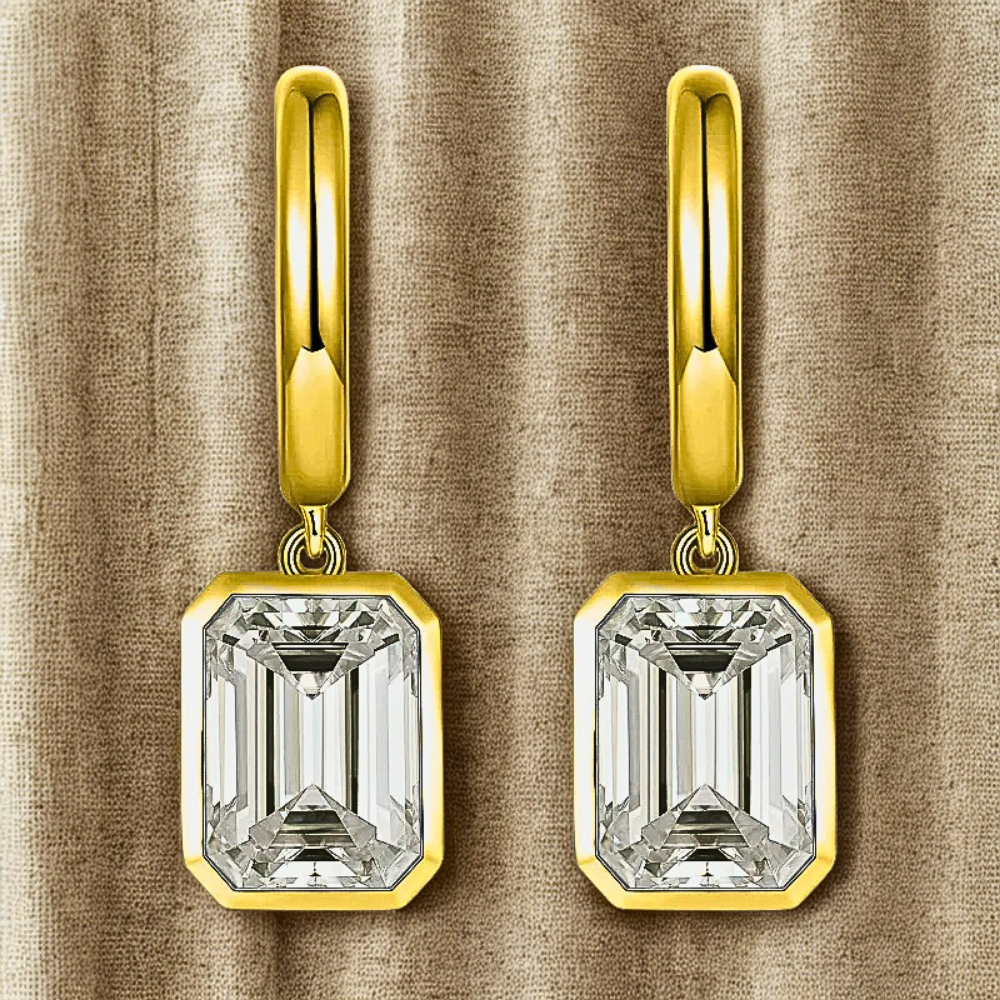 Orecchini con Moissanite Taglio Smeraldo per ct 4,00
