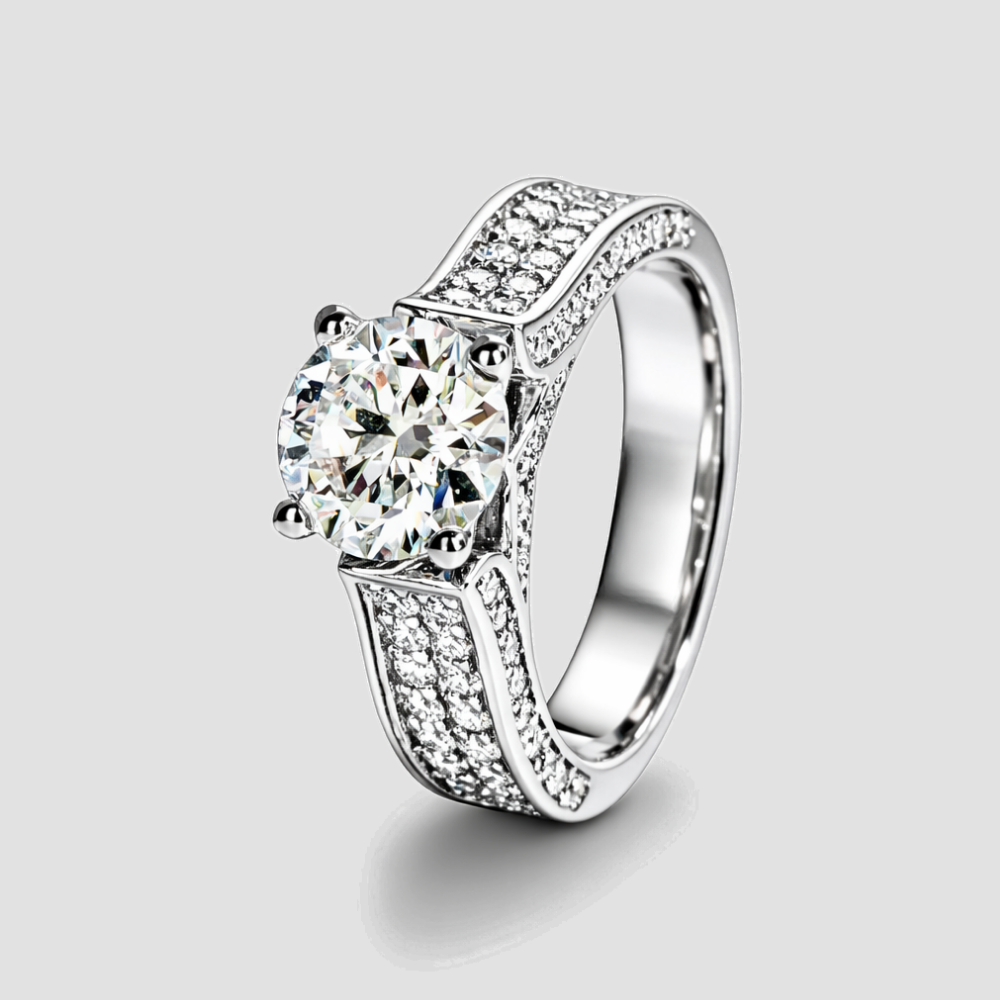 Solitario con Moissanite di ct 2,00 e Pavè