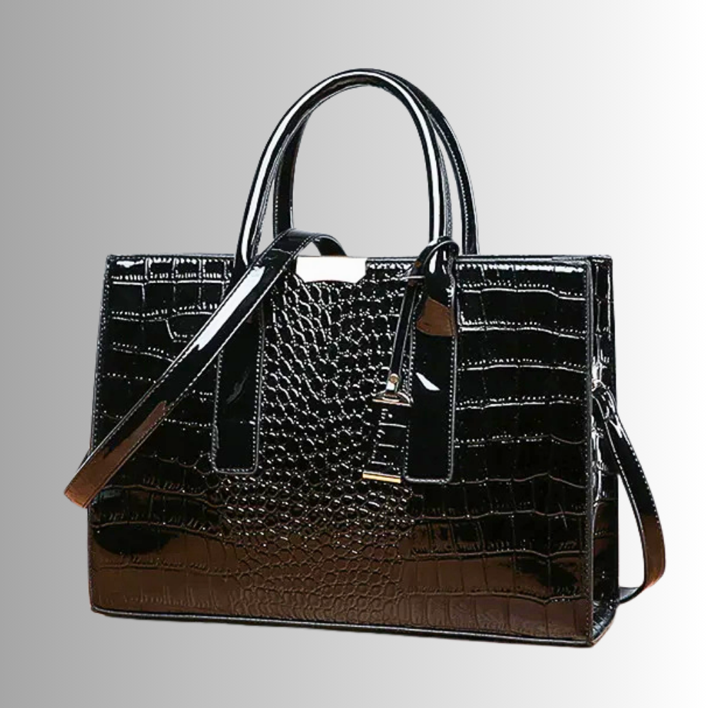 Set di Borsa, Pochette e Portachiavi in Fiore di Pelle di Vitellino