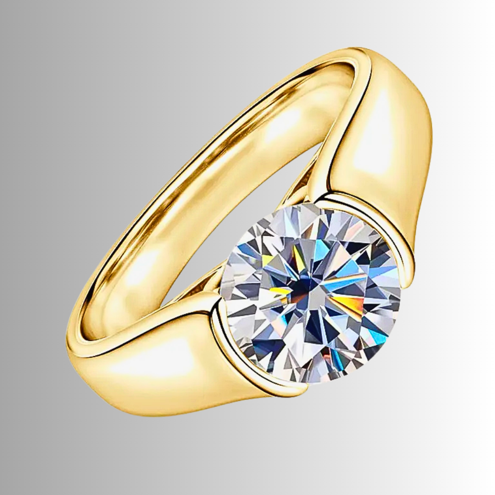 Solitario con Castone Aperto con Moissanite di ct 2,00