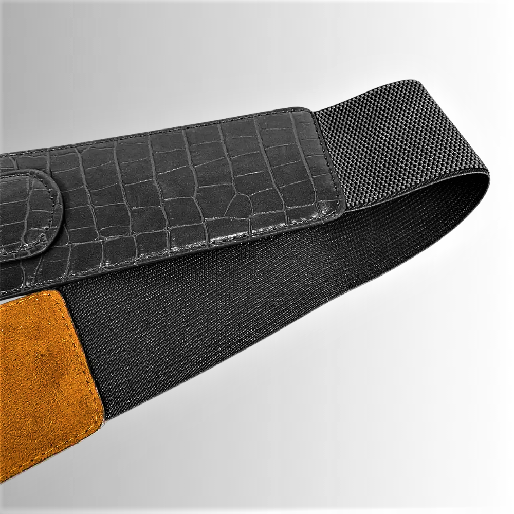 Cintura a Fascia Elastica Asimmetrica con Lavorazione Coccodrillo