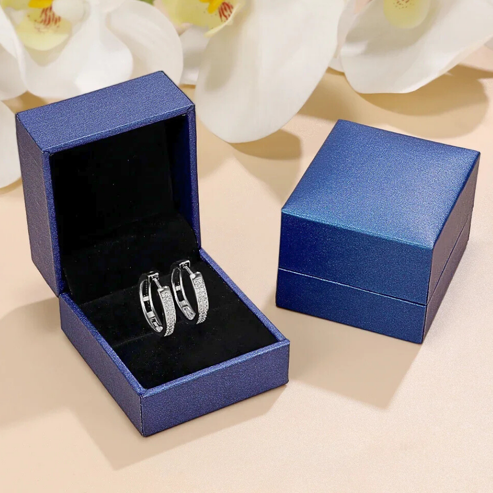 Orecchini a Cerchio con due file di Moissaniti per ct 0,34