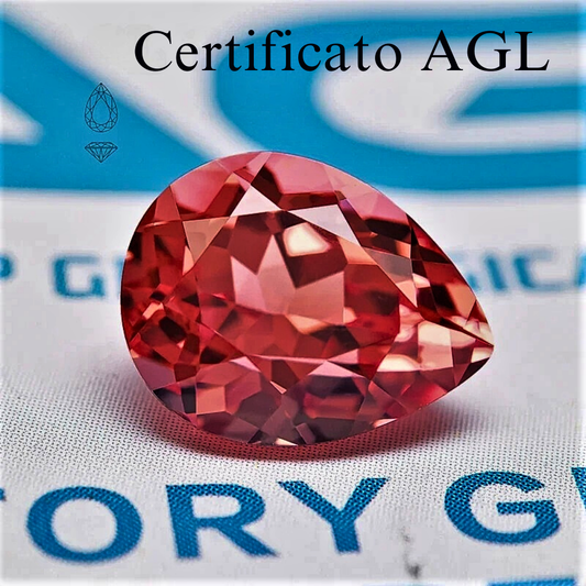 Zaffiro Padparadscha Lab Grown Taglio Goccia Certificato