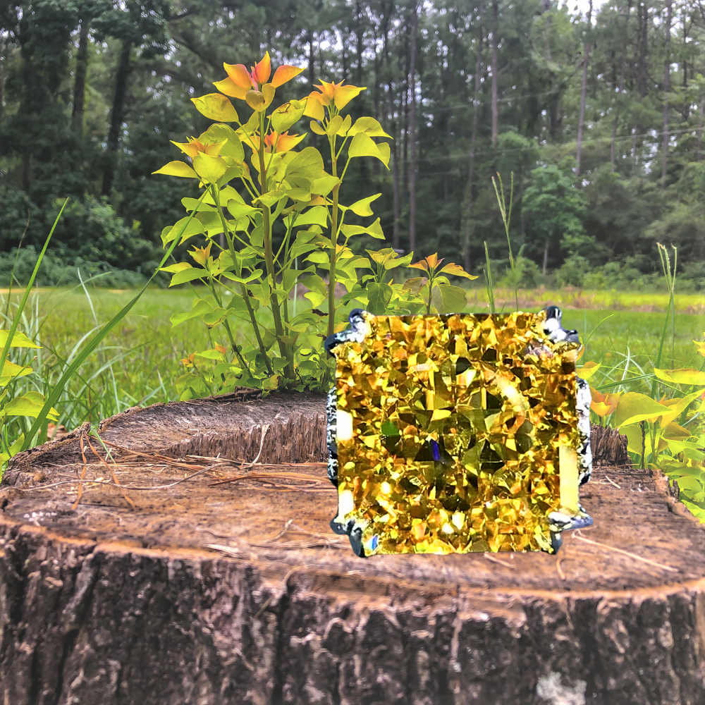Fascione con Zaffiro Giallo Intenso in Moissanite Taglio Radiant da 20 Carati