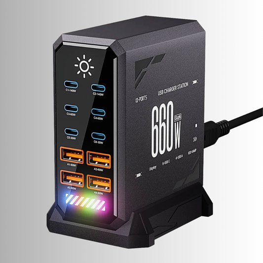 Stazione di Ricarica GaN 660W – 10 Porte USB-C e USB-A