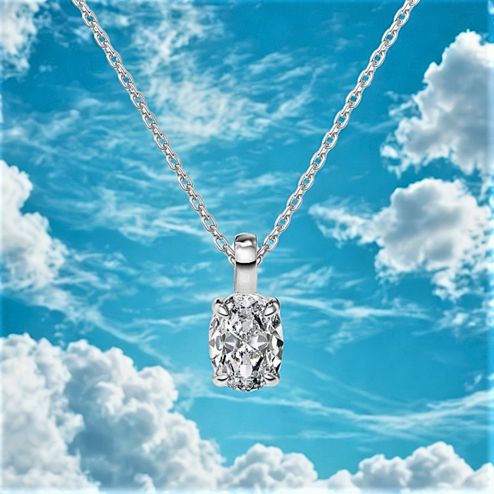 Collana Punto Luce con Moissainite Taglio Ovale Certificata