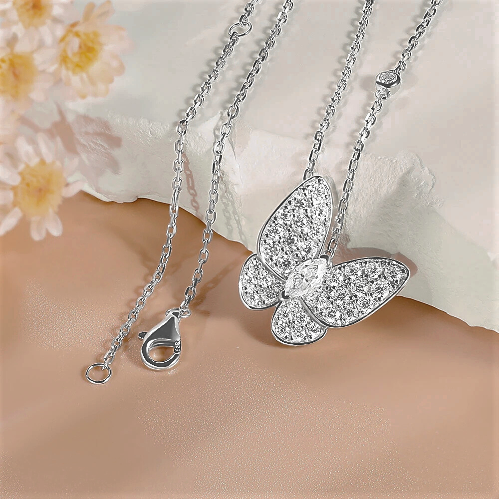 Collana con Farfalla in Pavè di Moissanite per ct 0,70