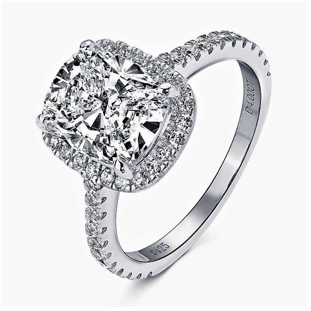 Anello con Moissanite taglio cuscino da ct 4.00