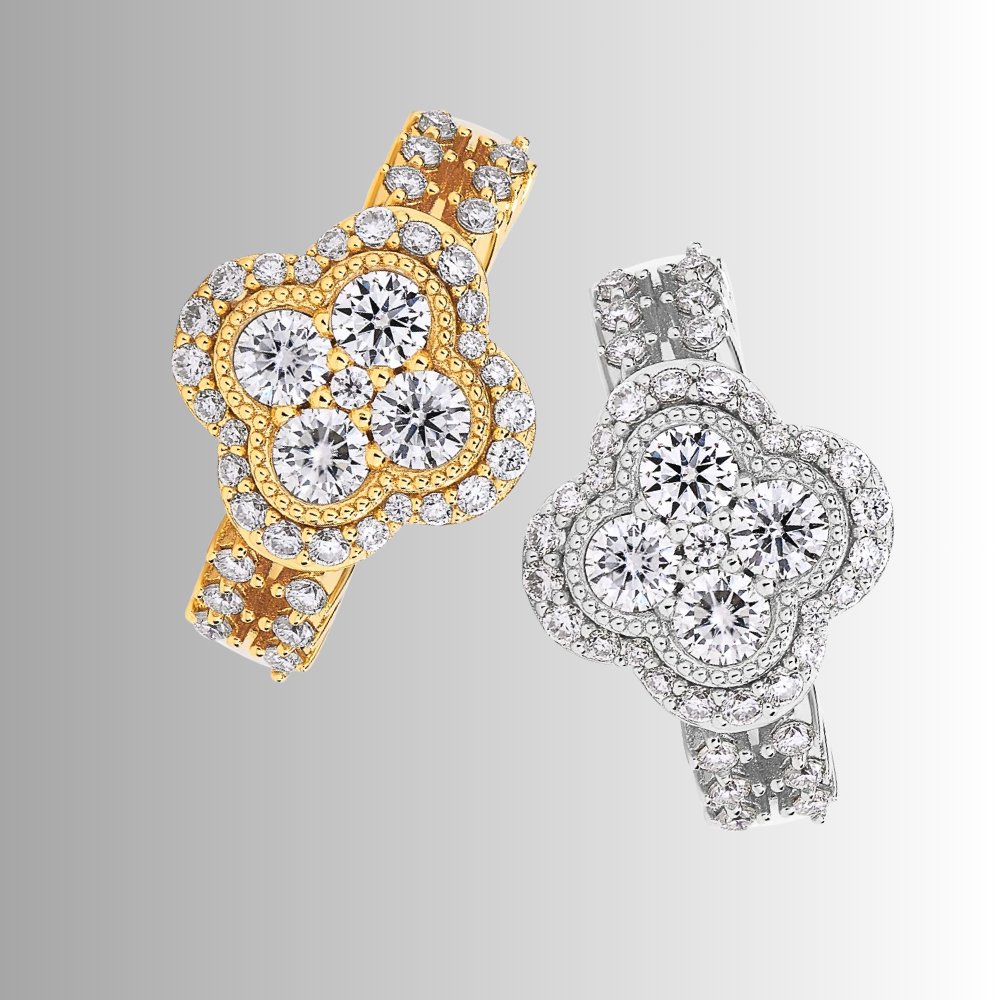 Fascione a Quadrifoglio con Moissaniti D color per ct 0,87