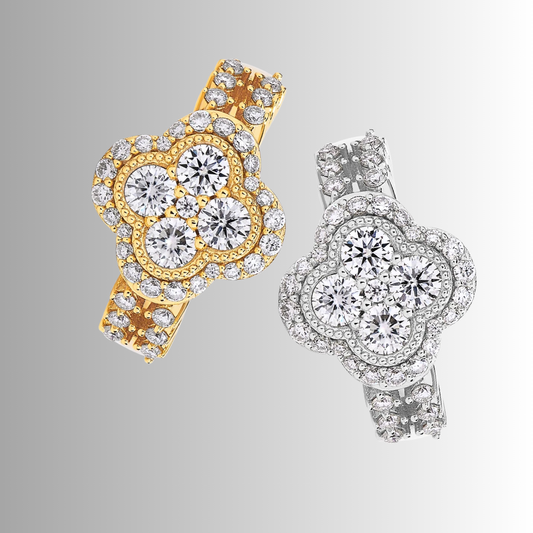 Fascione a Quadrifoglio con Moissaniti D color per ct 0,87