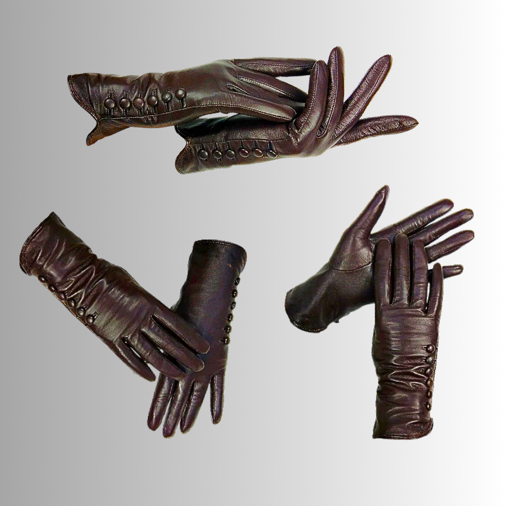Guanti in Pelle d'Agnellino con Bottoni