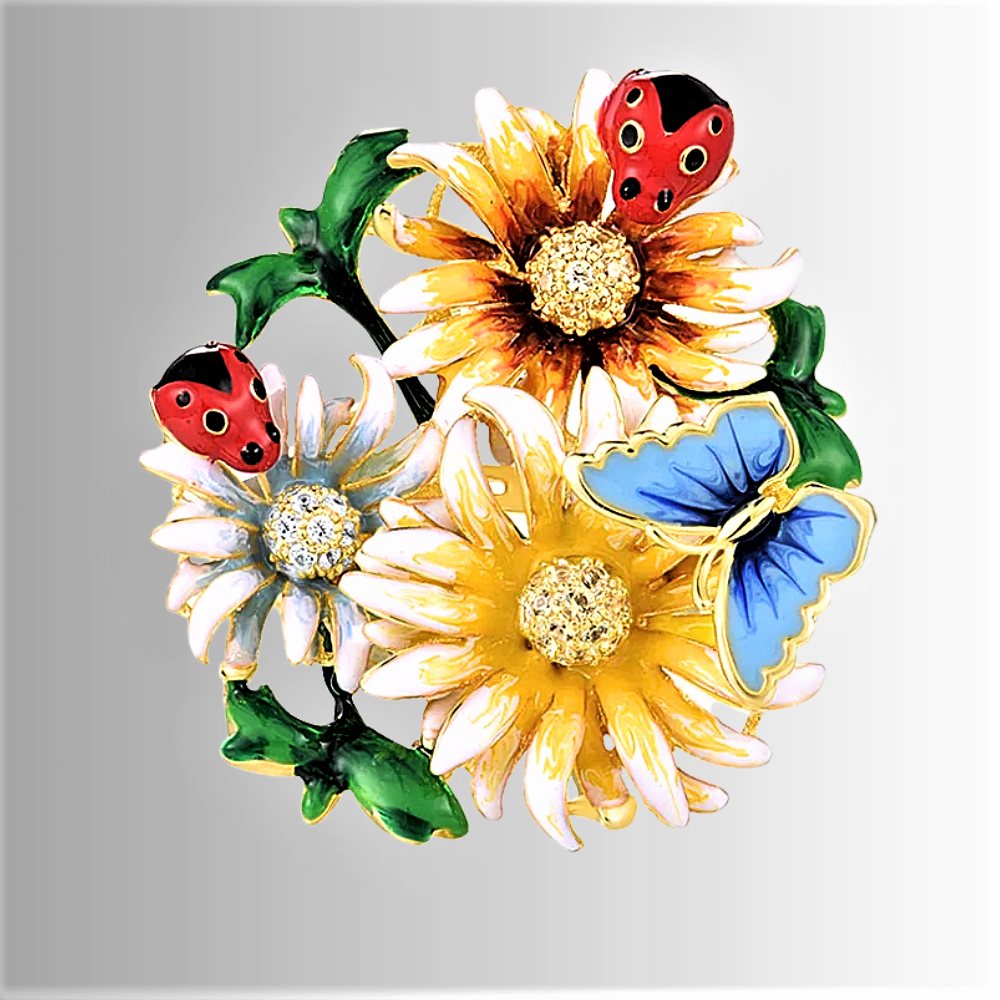 Anello a Bouquet con Smalti Dipinti a Mano