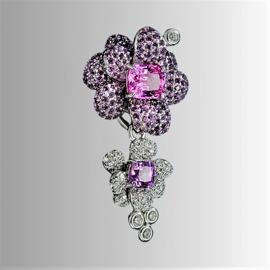 Collana con Zaffiri Rosa Coltivati e Brillanti Sintetici ad Alto Contenuto di Carbonio