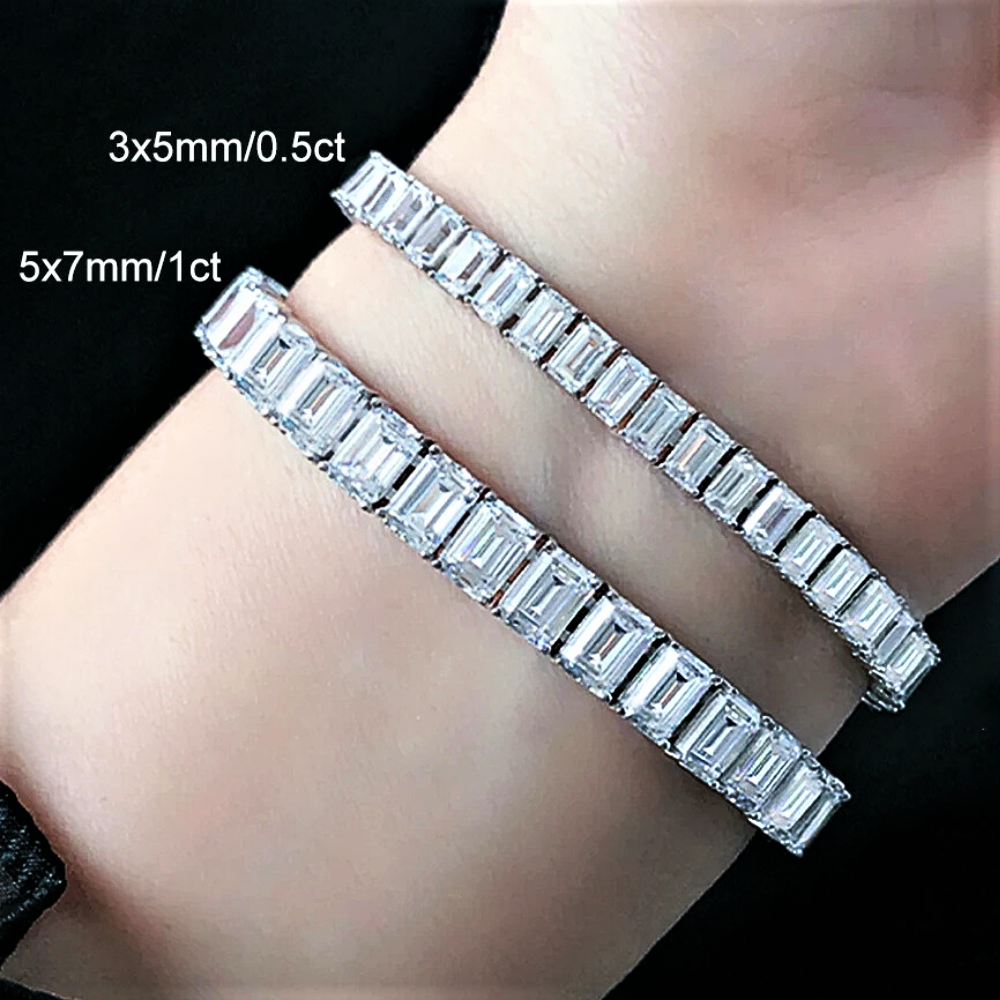 Bracciale Tennis con Moissaniti Taglio Smeraldo