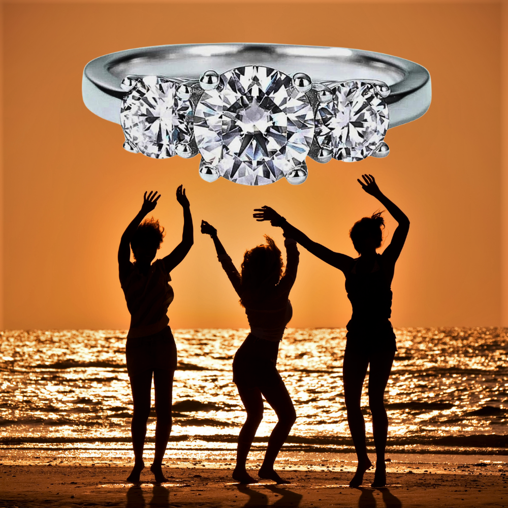 Trilogy con Moissanite Certificata da 2 o 4 Carati