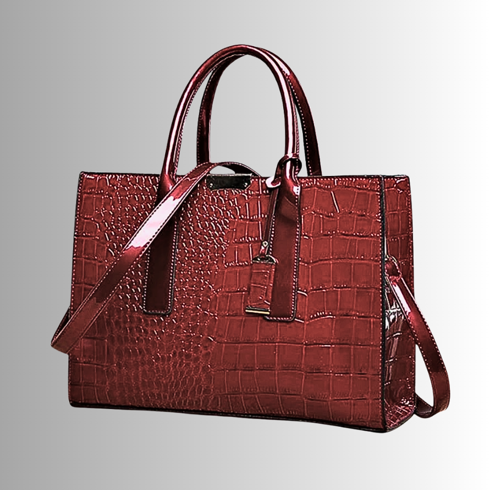Set di Borsa, Pochette e Portachiavi in Fiore di Pelle di Vitellino