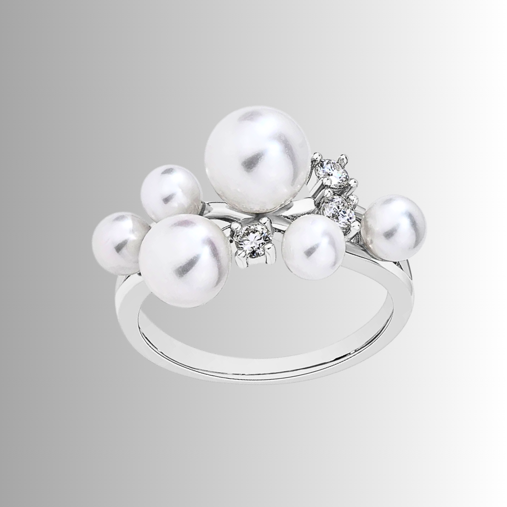 Anello con Perle Naturali e Moissaniti