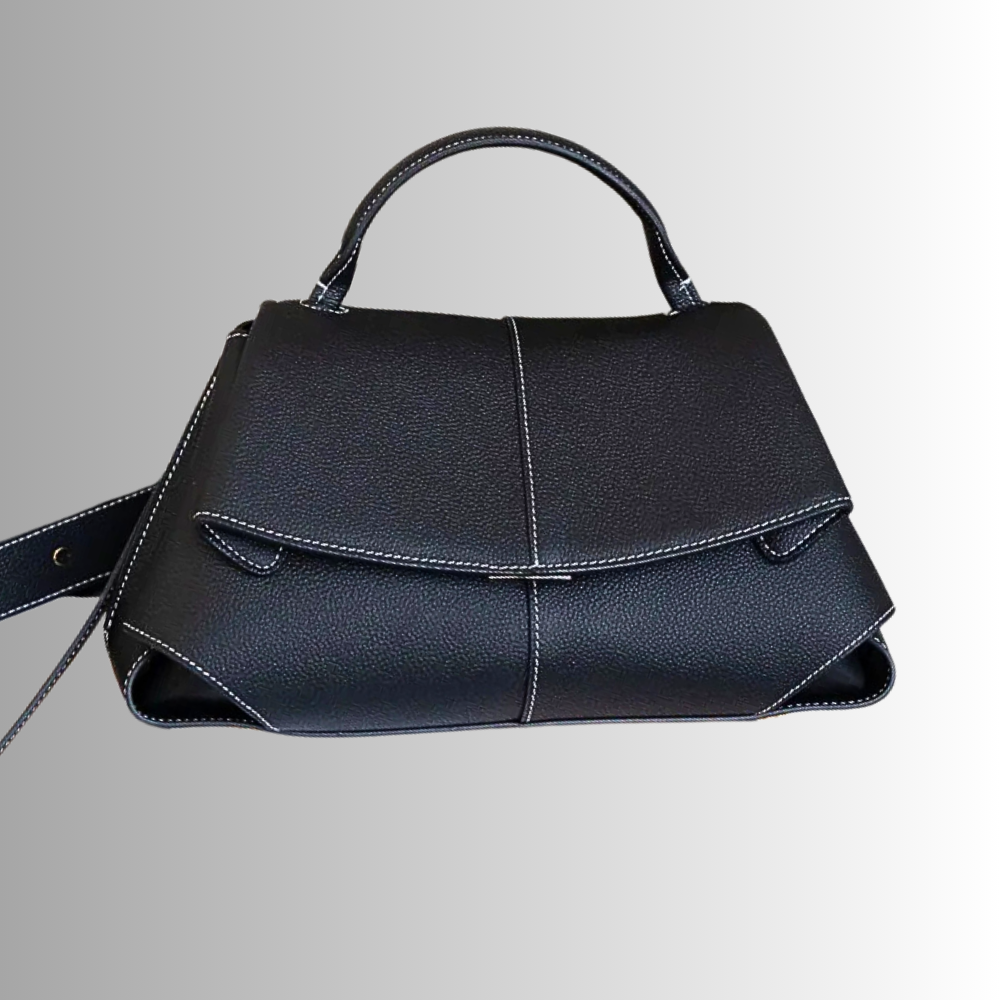Borsa a Trapezio in Fiore di Pelle di Vitellino