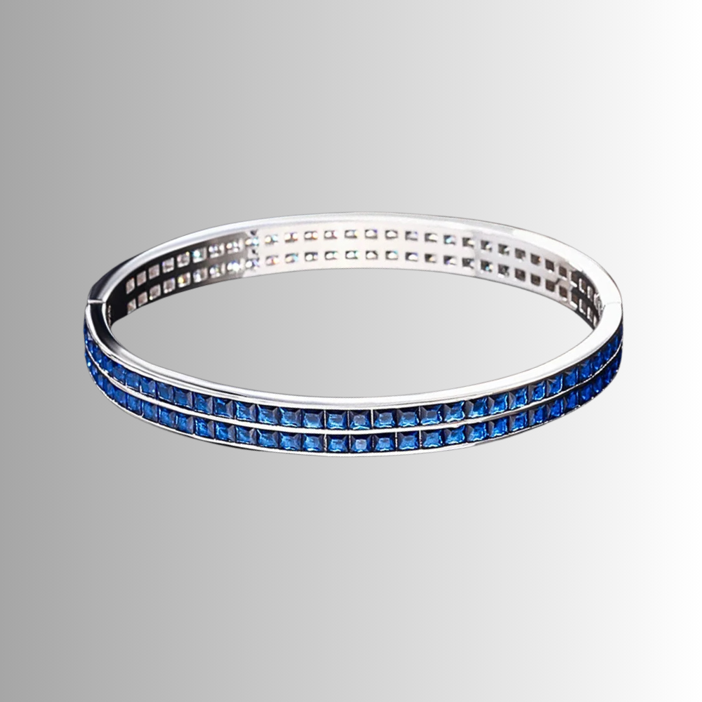 Bracciale Rigido con Diamanti, Zaffiri o Rubini Lab Grown Taglio Princess
