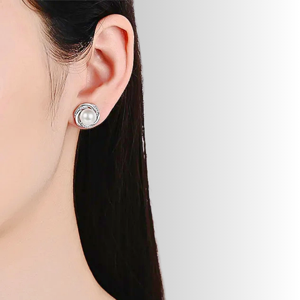 Orecchini a Bottone con Moissaniti e Perle Naturali