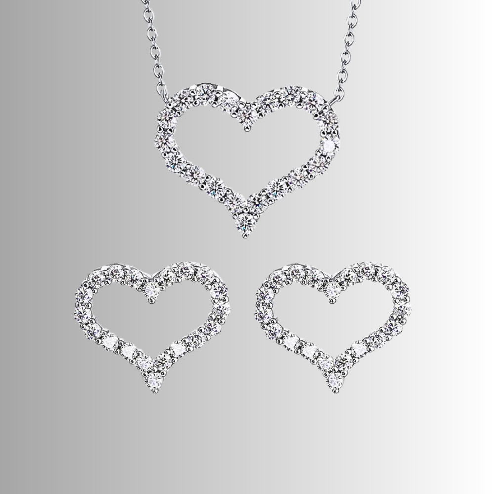 Parure Collana e Orecchini a Cuore con Moissaniti