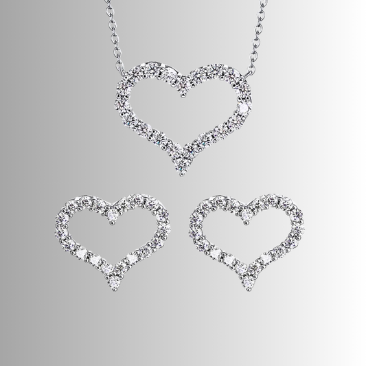 Parure Collana e Orecchini a Cuore con Moissaniti