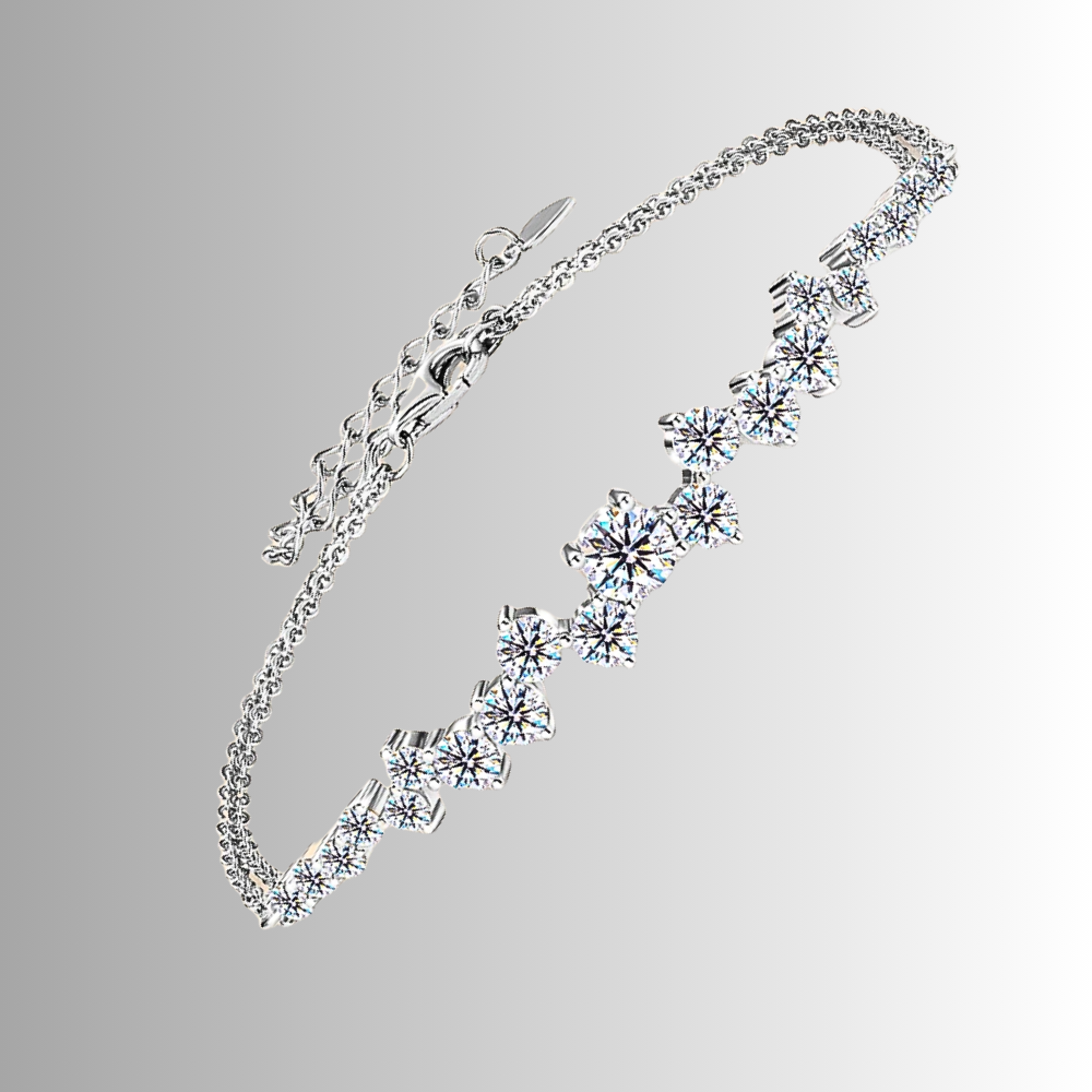 Parure Collana, Bracciale e Anello con Moissaniti Sfalsate