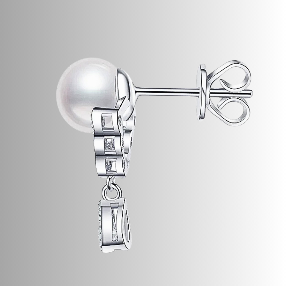 Orecchini con Perla Naturale e Moissaniti