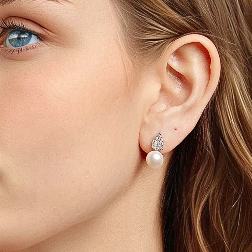 Orecchini a Goccia con Moissaniti e Perle Naturali