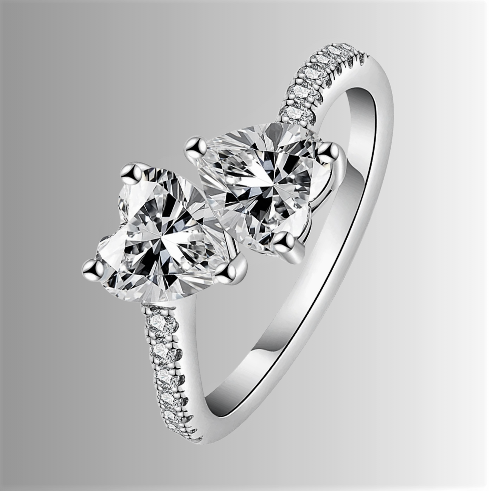 Anello Contrariè con Cuori di Moissaniti per ct 2,00