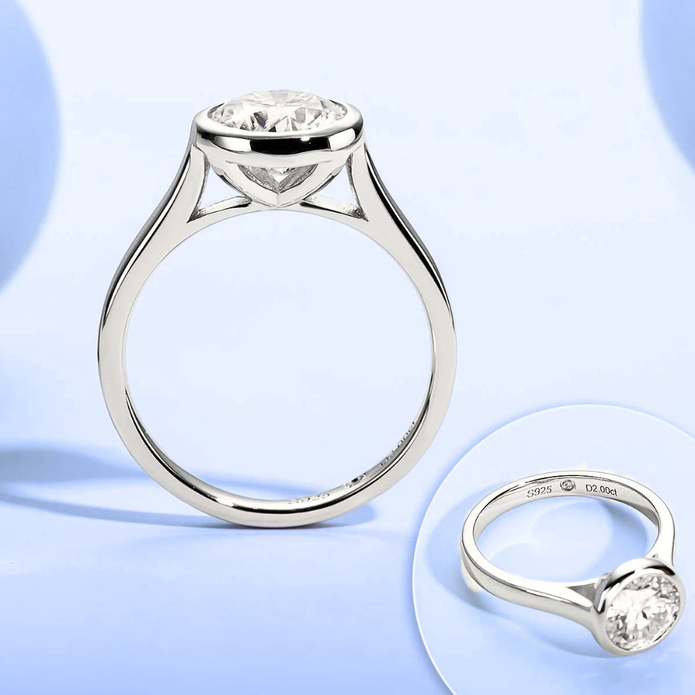 Solitario con Castone Tondo in Moissanite
