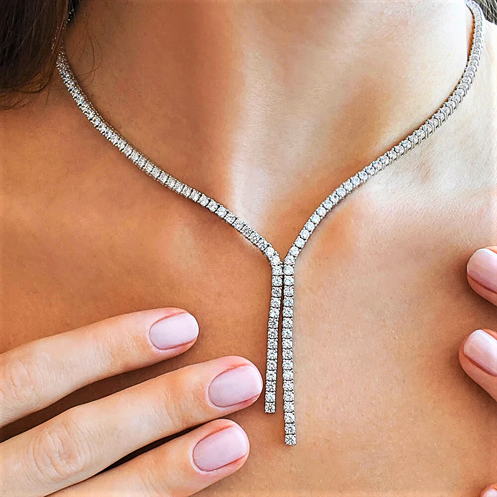 Collana Tennis Pendente con Moissaniti
