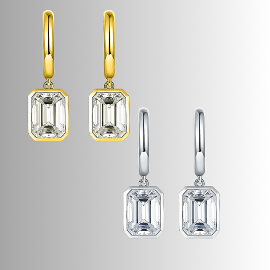 Orecchini con Moissanite Taglio Smeraldo per ct 4,00