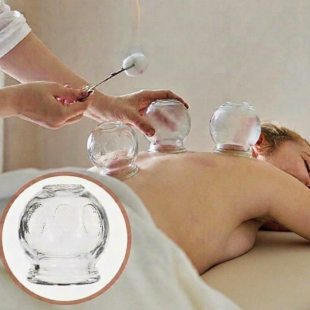 Set of 7 Glass Cupping Cups: Fight Cellulite While Relaxing Muscles and Benefiting Your Body 
