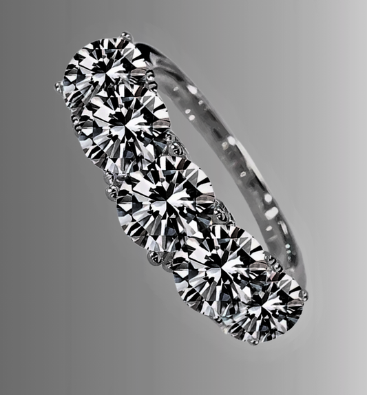 Fede a 5 Pietre con Moissanite D Color VVS1 per ct 2.5  o ct 5,00